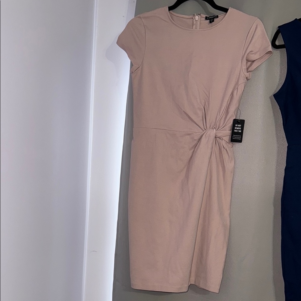 Express Pink Sheath Mini Dress Crew Neck Short Sleeve